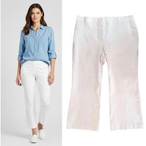 Spanx Elastic Waist Pants Women's Sz 1X White Straight Crop Leg Stretch Pull-on